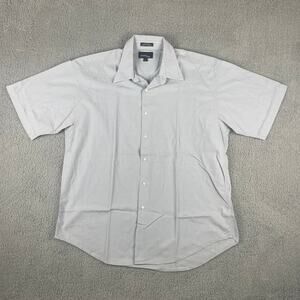 Studio Bill Blass Men's Large Gray 100% Cotton Short Sleeve Button Up Shirt